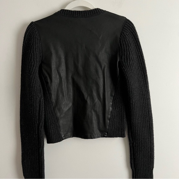Theory Zip Up Wool and Leather Lambskin Sweater - Picture 6 of 9